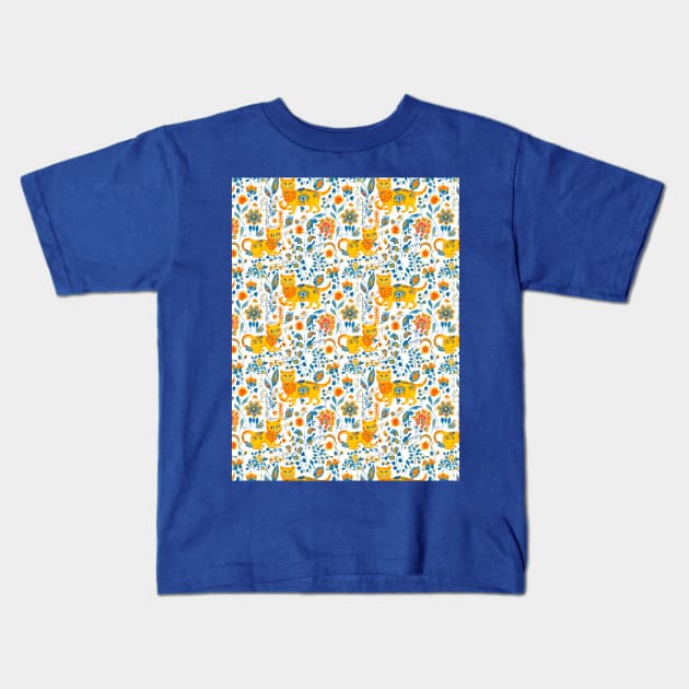 Ukrainian Lions Floral Vintage Ukraine Pattern Kids T-Shirt by Ai Wanderer